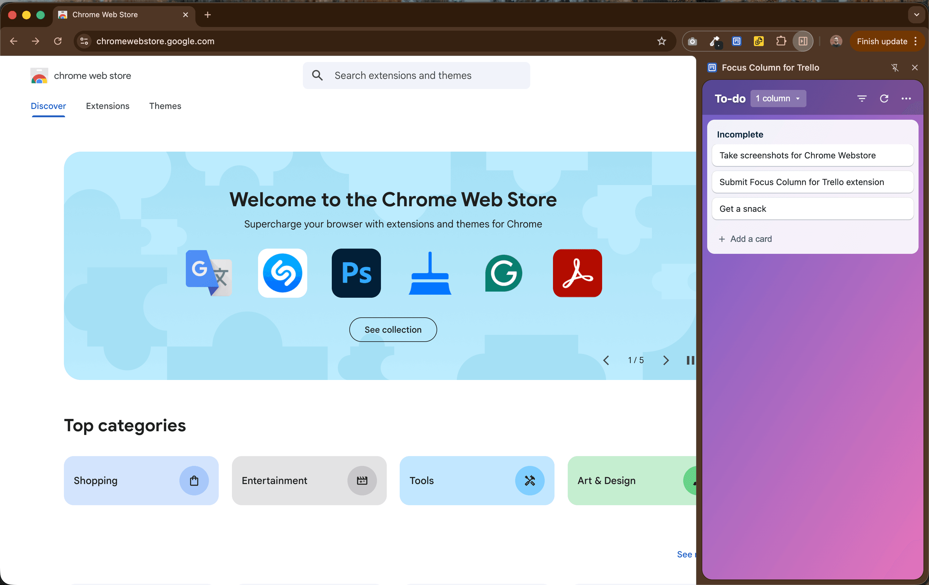 Focus Column for Trello screenshot