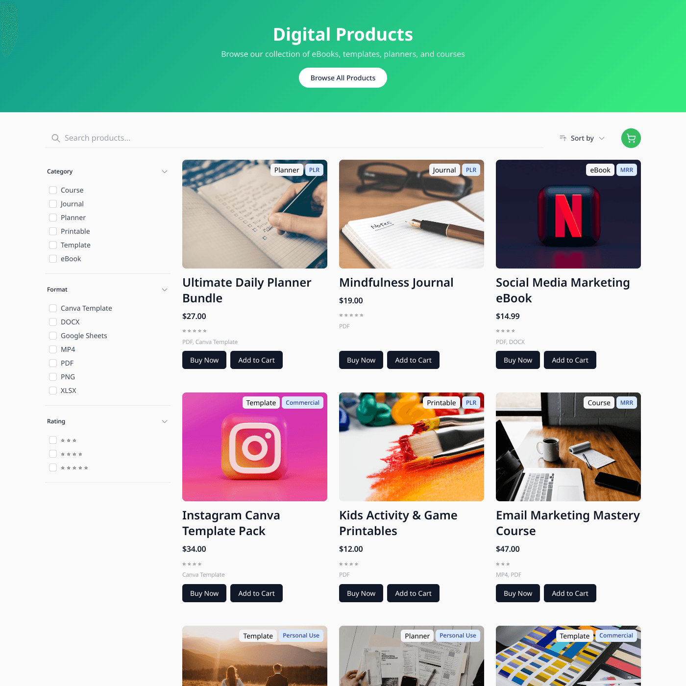 Digital Products Widget preview 1